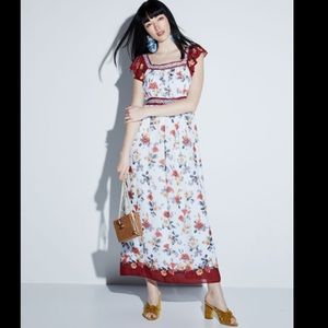 Max Studio Floral-Print Flutter-Sleeve Maxi Dress